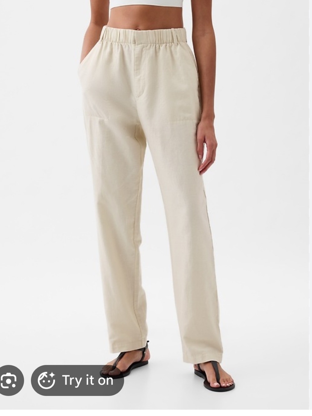Gap High-Rise Linen-Cotton Pull-On Pants
